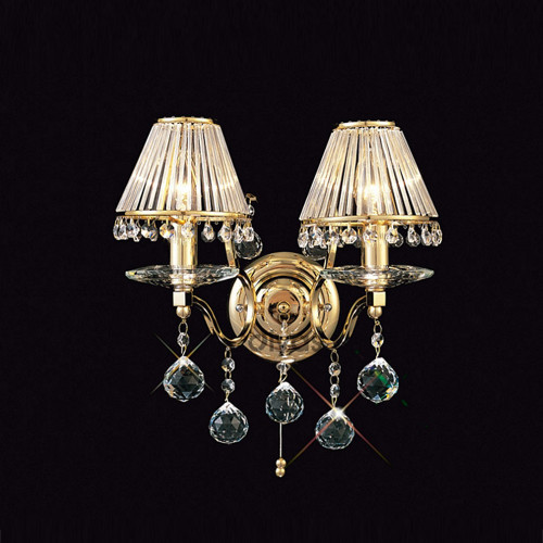 Diyas Lighting Diyas IL30222 Zinta 2 Light Gold Plated &amp; Crystal Wall Bracket 