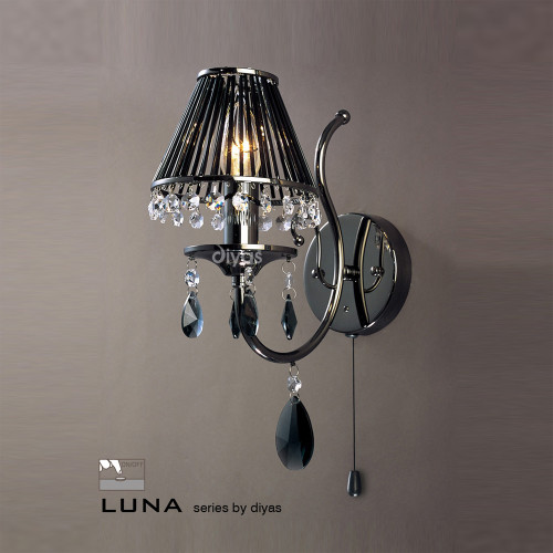 Diyas Lighting Diyas IL30901 Luna 1 Light Black Chrome Wall Bracket 
