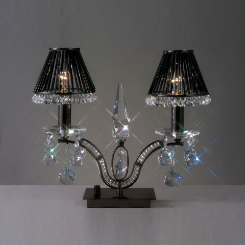 Diyas Lighting Diyas IL30060 Tara 2 Light Black Chrome Table Lamp 