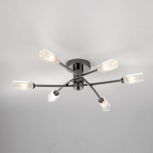 Dar Lighting Dar  MOR6467 Morgan 6 Light Black Chrome Semi-Flush 