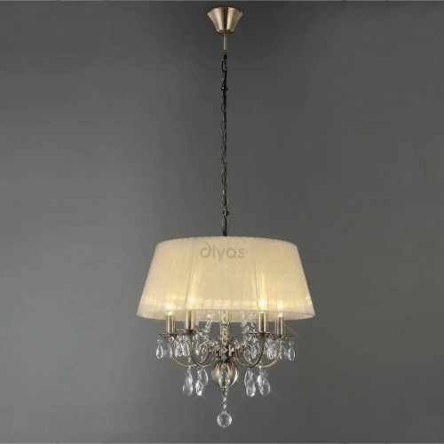 Diyas Lighting Diyas IL30048 Olivia  5 Light Antique Brass Ceiling Pendant 