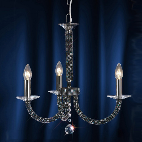 Diyas Lighting Diyas IL30473 Elena 3 Light Black Chrome Ceiling Pendant 