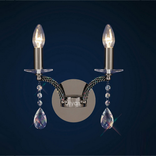 Diyas Lighting Diyas IL30362 Fiore 2 Light Black Chrome Switched Wall Bracket 