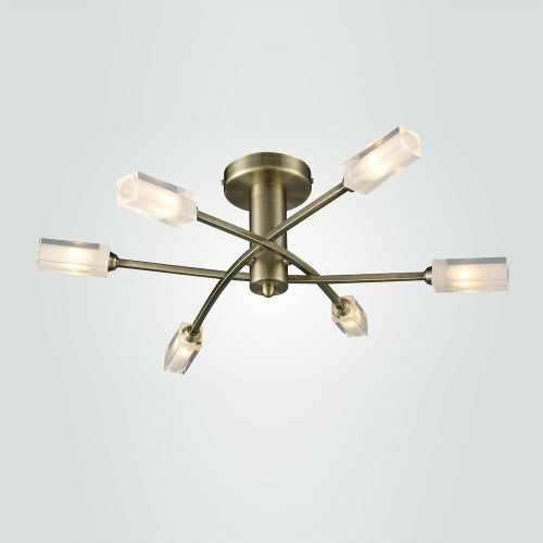 Dar Lighting Dar  MOR6475 Morgan 6 Light Antique Brass Semi-Flush 