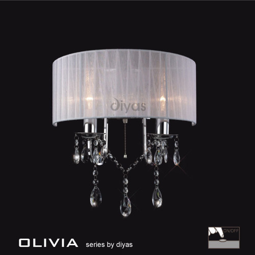 Diyas Lighting Diyas IL30061/WH Olivia 2 Light Polished Chrome Wall Bracket 