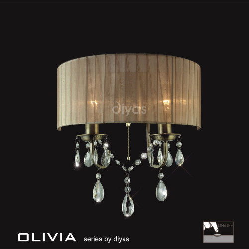 Diyas Lighting Diyas IL30064/SB Olivia 2 Light Antique Brass Wall Bracket 