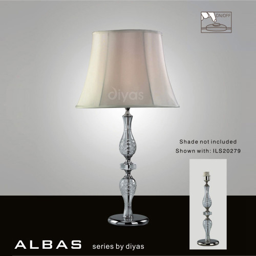 Diyas Lighting Diyas IL11024 Albas 1 Light Polished Chrome &amp; Glass Table Lamp 