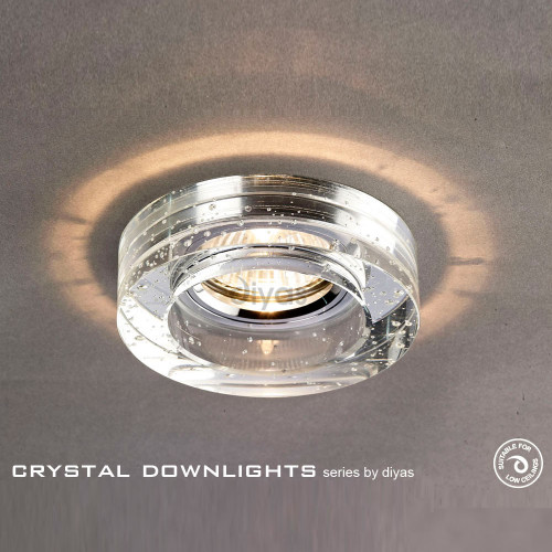 Diyas Lighting Diyas IL30831CH Recessed Clear Crystal Round Bubble Downlight 