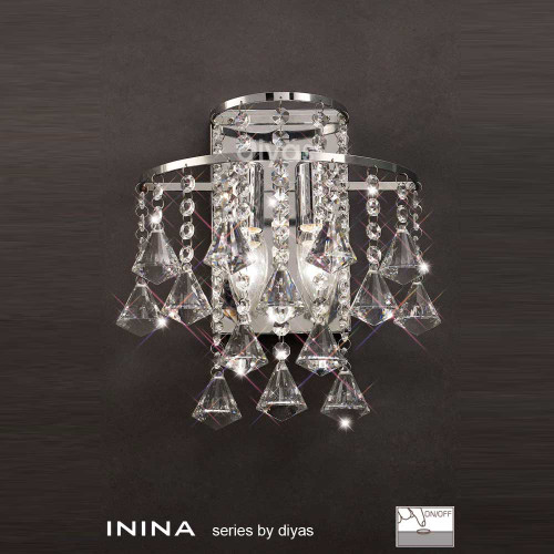 Diyas Lighting Diyas IL30774 Inina 2 Light Chrome/Crystal Wall Lamp 