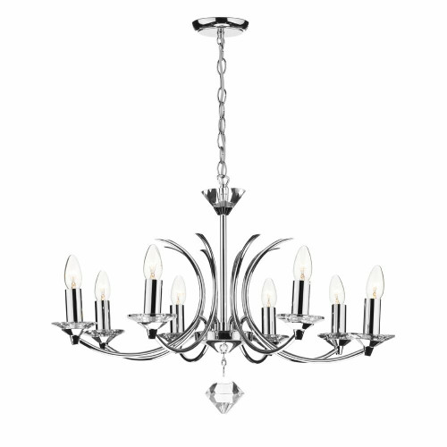 Dar Lighting Dar  MED0850 Medusa 8 Light Polished Chrome Pendant 