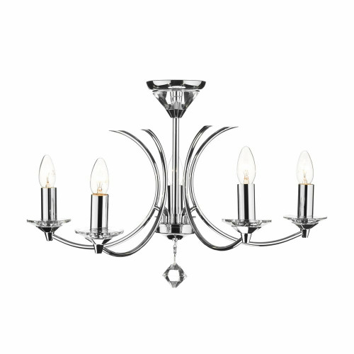 Dar Lighting Dar  MED0550 Medusa 5 Light Polished Chrome Semi Flush 