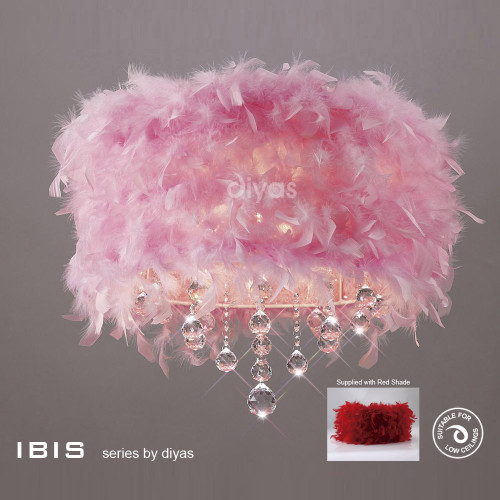 Diyas Lighting Diyas IL30741/RD Ibis Three Light Red Ceiling Fitting 