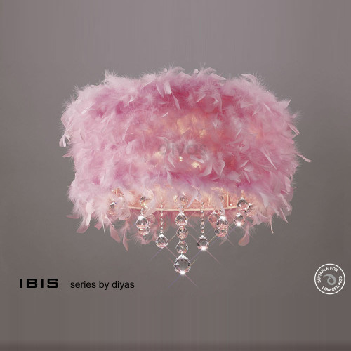 Diyas Lighting Diyas IL30741/PI Ibis Three Light Pink Ceiling Fitting 