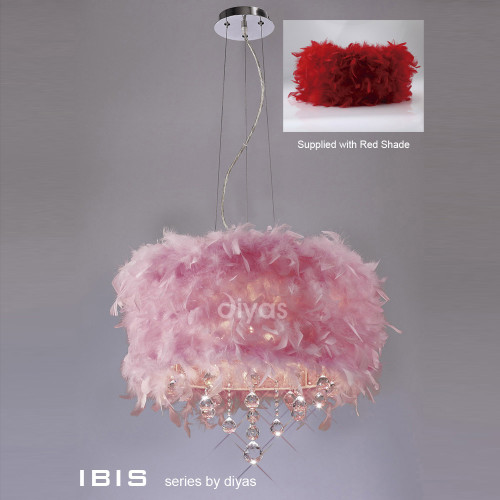 Diyas Lighting Diyas IL30742/RD Ibis Three Light Red Pendant 
