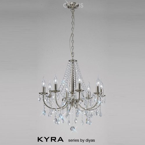 Diyas Lighting Diyas IL30978 Kyra Eight Light Satin Nickel Pendant 