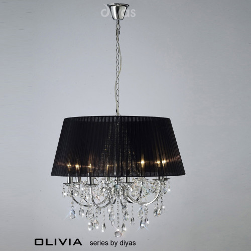 Diyas Lighting Diyas IL30056/BL Olivia Polished Chrome Eight Light Pendant 