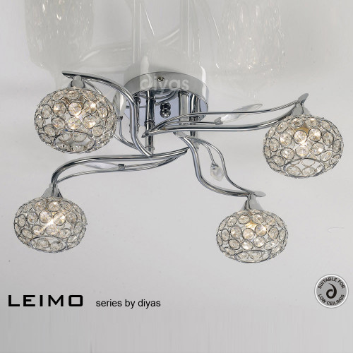 Diyas Lighting Diyas IL30954  Leimo Chrome Four Light Ceiling Fitting 