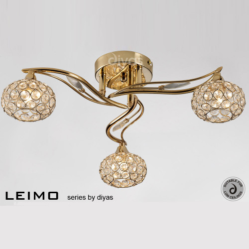 Diyas Lighting Diyas IL30963  Leimo French Gold Three Light Ceiling Fitting 