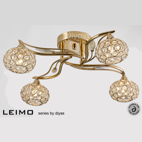 Diyas Lighting Diyas IL30964  Leimo French Gold Four Light Ceiling Fitting 