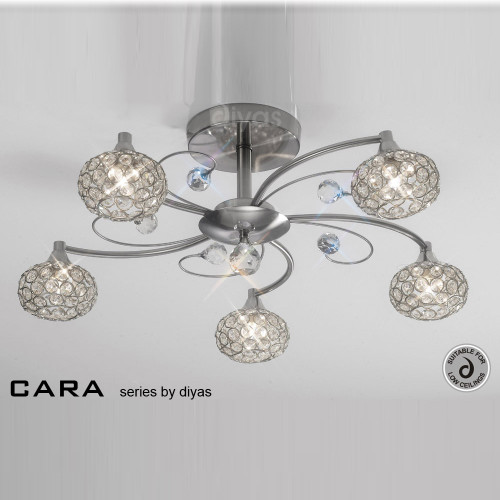 Diyas Lighting Diyas IL30935 Cara Five Light Satin Nickel Ceiling Fitting 