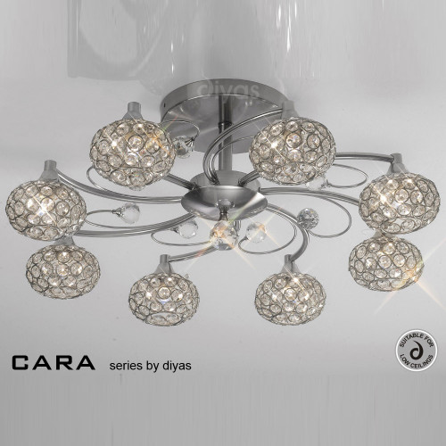 Diyas Lighting Diyas IL30938 Cara Eight Light Satin Nickel Ceiling Fitting 