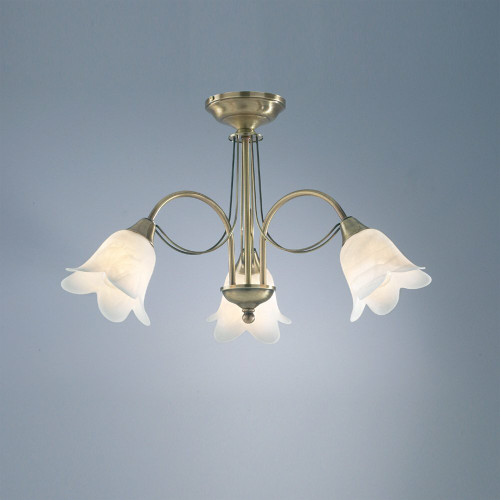 Dar Lighting Dar  DOU0375 Doublet 3 Light Antique Brass Semi-Flush 
