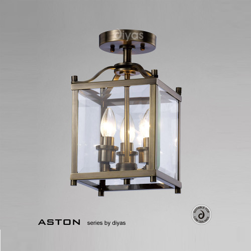 Diyas Lighting Diyas IL31110 Aston 3 Light Antique Brass Ceiling Fitting 