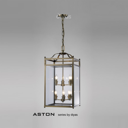 Diyas Lighting Diyas IL31114 Aston 6 Light Antique Brass Ceiling Fitting 
