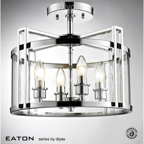 Diyas Lighting Diyas IL31081  Eaton Four Light Polished Chrome Ceiling Lamp 