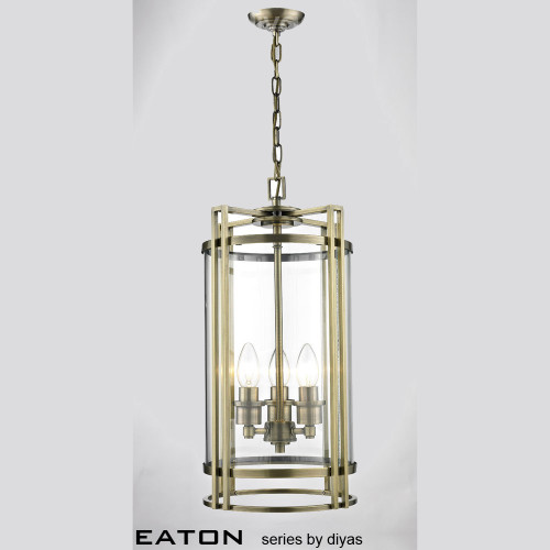 Diyas Lighting Diyas IL31092  Eaton Three Light Antique Brass Ceiling Fitting 