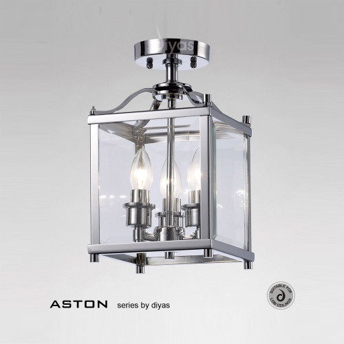 Diyas Lighting Diyas IL31100 Aston 3 Light Polished Chrome Ceiling Lantern 