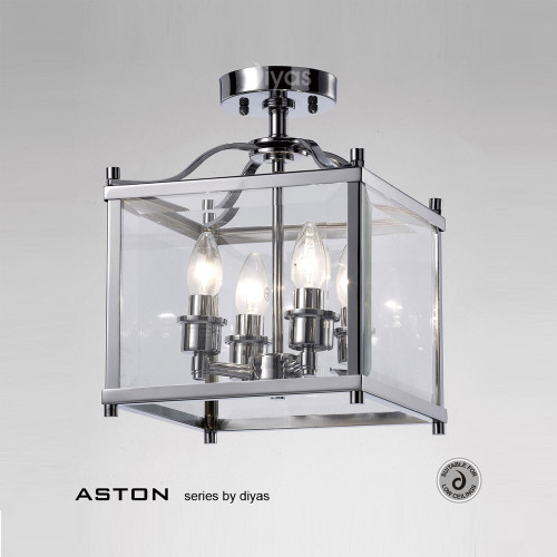 Diyas Lighting Diyas IL31101 Aston 4 Light Polished Chrome Ceiling Lantern 