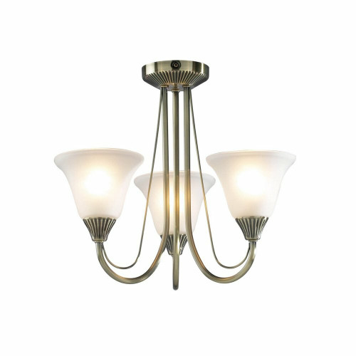 Dar Lighting Dar  BOS03 Boston 3 Light Antique Brass Semi-Flush 