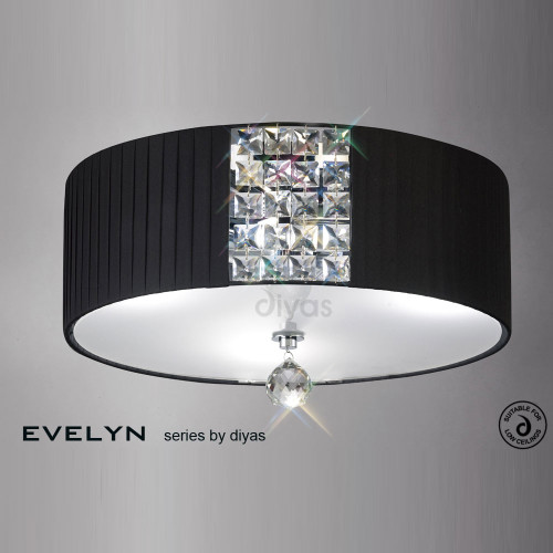 Diyas Lighting Diyas IL31172/BL Evelyn 3 Light Polished Chrome Flush Fitting 