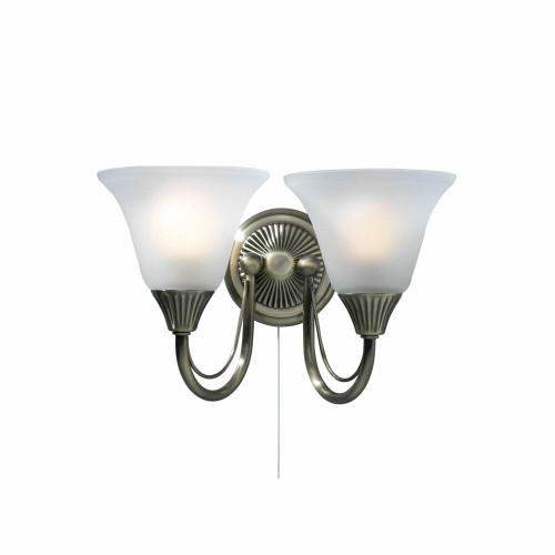 Dar Lighting Dar  BOS09 Boston 2 Light Antique Brass Switched Wall Bracket 