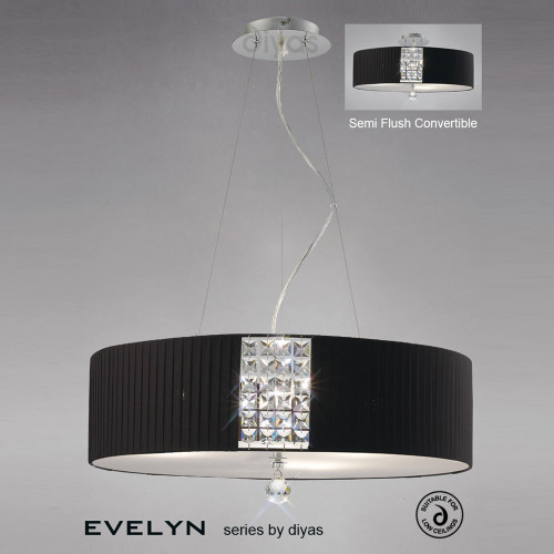 Diyas Lighting Diyas IL31174/BL Evelyn 5 Light Polished Chrome Flush Fitting 