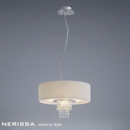 Diyas Lighting Diyas IL30272/WH Nerissa 4 Light Polished Chrome Pendant 