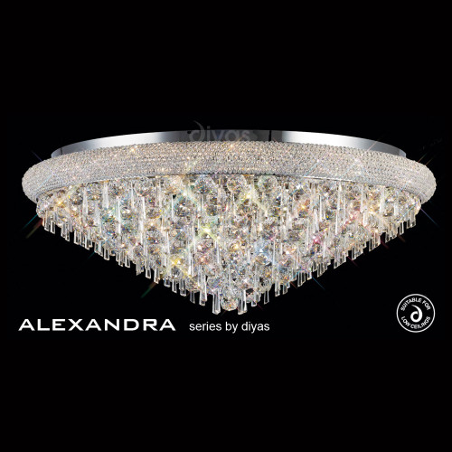 Diyas Lighting Diyas IL31449 Alexandra 18 Light Polished Chrome Flush Fitting 