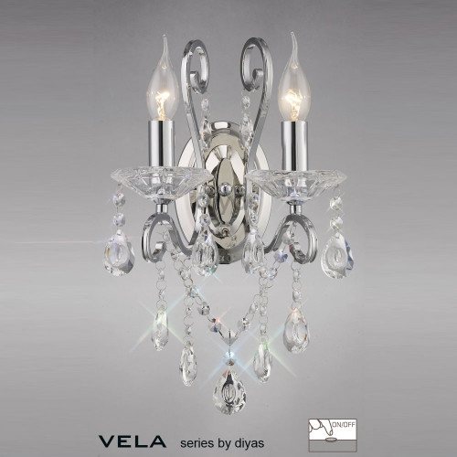 Diyas Lighting Diyas IL31362 Vela 2 Light Polished Chrome Wall Bracket 