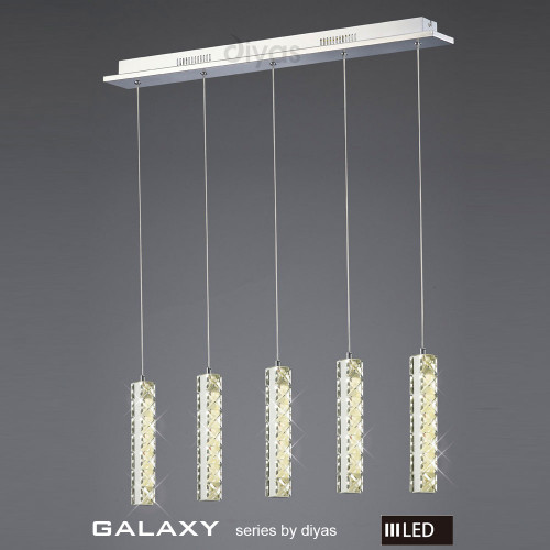 Diyas Lighting Diyas IL80035 Galaxy 5 Light Polished Chrome LED Pendant 