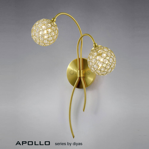 Diyas Lighting Diyas IL20690 Apollo 2 Light Satin Gold Wall Light 