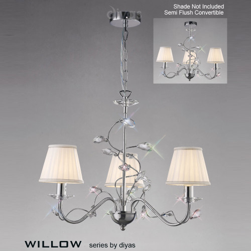 Diyas Lighting Diyas IL31213 Willow 3 Light Polished Chrome Ceiling Pendant 