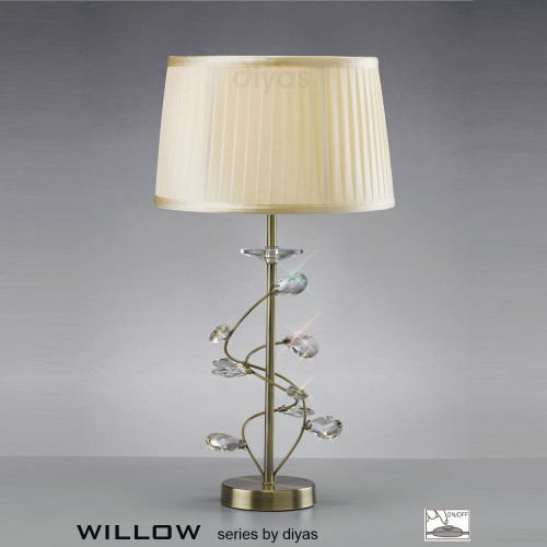 Diyas Lighting Diyas IL31220 Willow 1 Light Antique Brass Table Lamp 