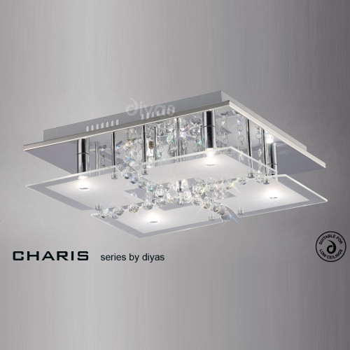 Diyas Lighting Diyas IL31301 Chisora 4 Light Polished Chrome Flush Fitting 