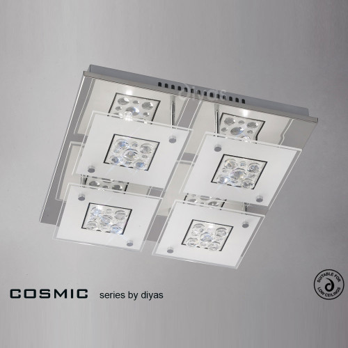 Diyas Lighting Diyas IL31252 Cosmic 4 Light Polished Chrome Flush Fitting 