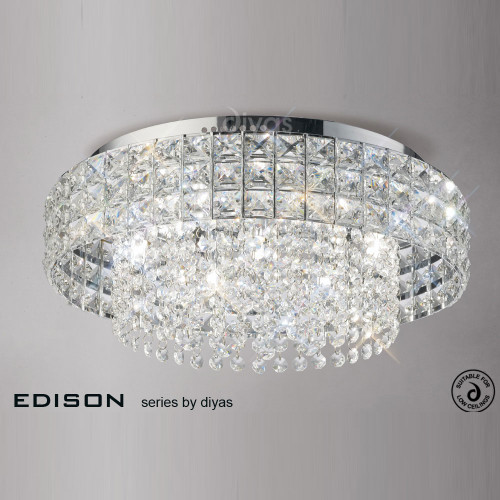 Diyas Lighting Diyas IL31151 Edison 7 Light Polished Chrome Flush Fitting 