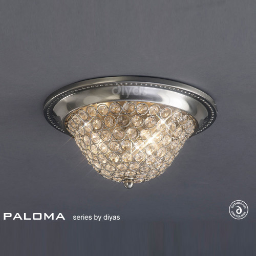 Diyas Lighting Diyas IL31133 Paloma 2 Light Satin Nickel Flush Fitting 