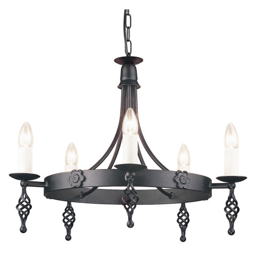Elstead Lighting Elstead BY5-BLACK Belfry 5 Light Black Chandelier 