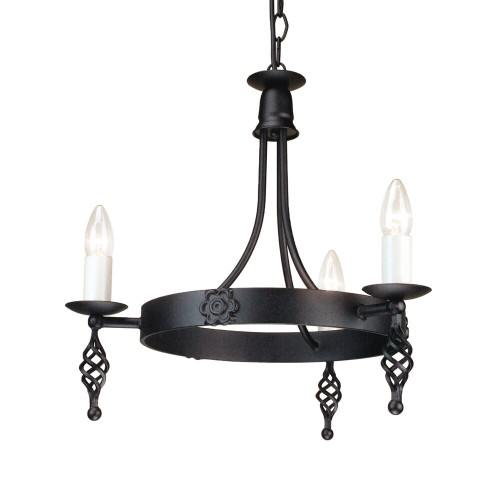 Elstead Lighting Elstead BY3-BLACK Belfry 3 Light Black Chandelier 
