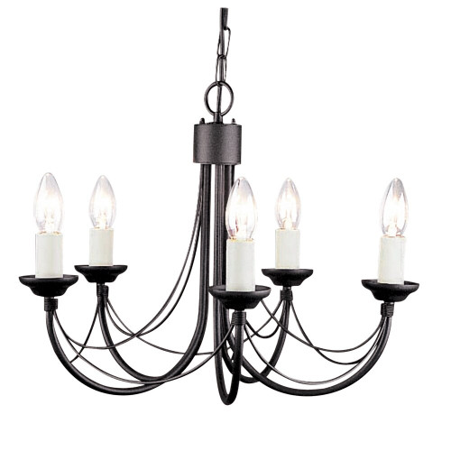 Elstead Lighting Elstead CB5-BLACK Carisbrooke 5 Light Black Chandelier